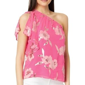 NWT LILLY PULITZER SIZE XS Pnk Floral One-Shoulder Top
